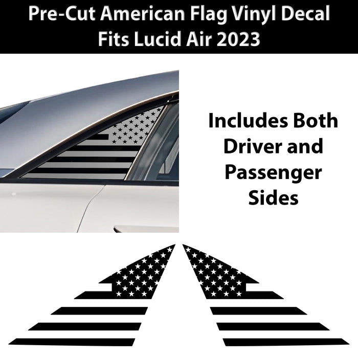 Fits Lucid Air 2023 - 2025 Quarter Window American Flag Vinyl Decal Stickers - Bogar Tech Designs