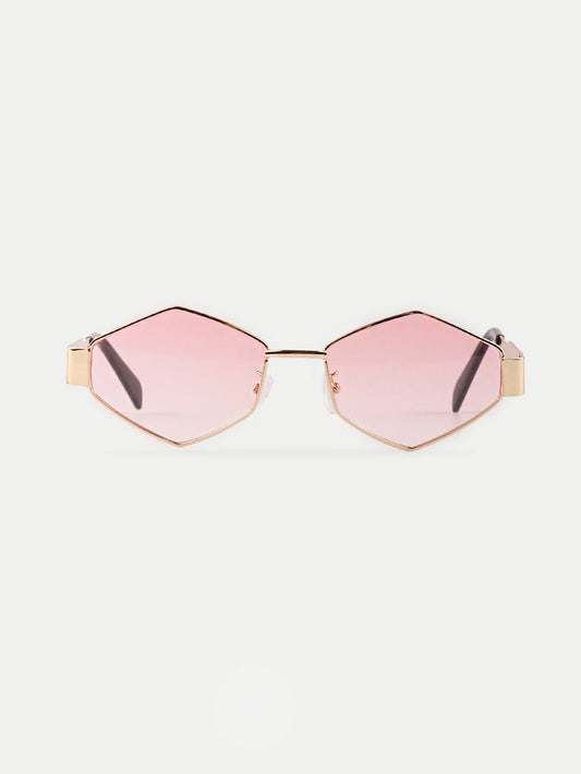 Angular Metal Festival Sunglasses | Gold/Pink-Image 1