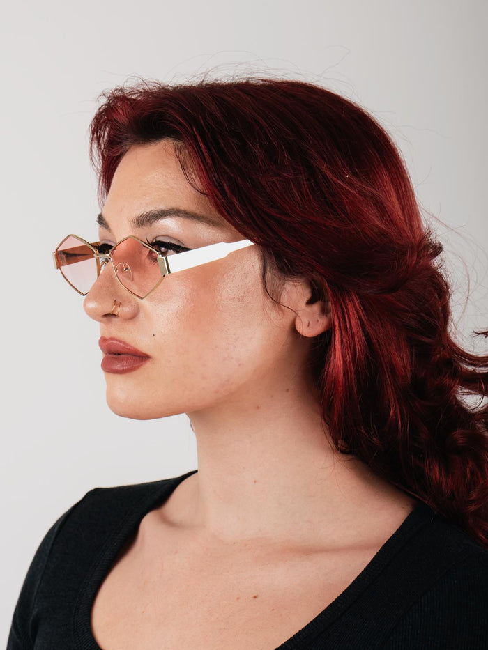Angular Metal Festival Sunglasses | Gold/Pink-Image 2