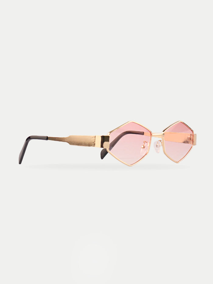 Angular Metal Festival Sunglasses | Gold/Pink-Image 3