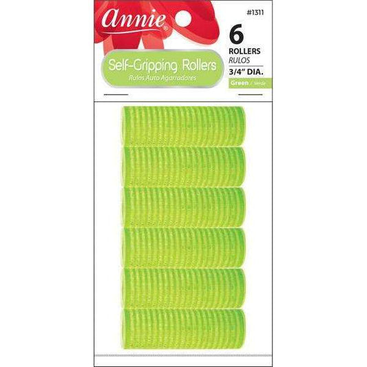 Annie Self-Gripping Hair Rollers 3/4 Inch, 6 Count, Green