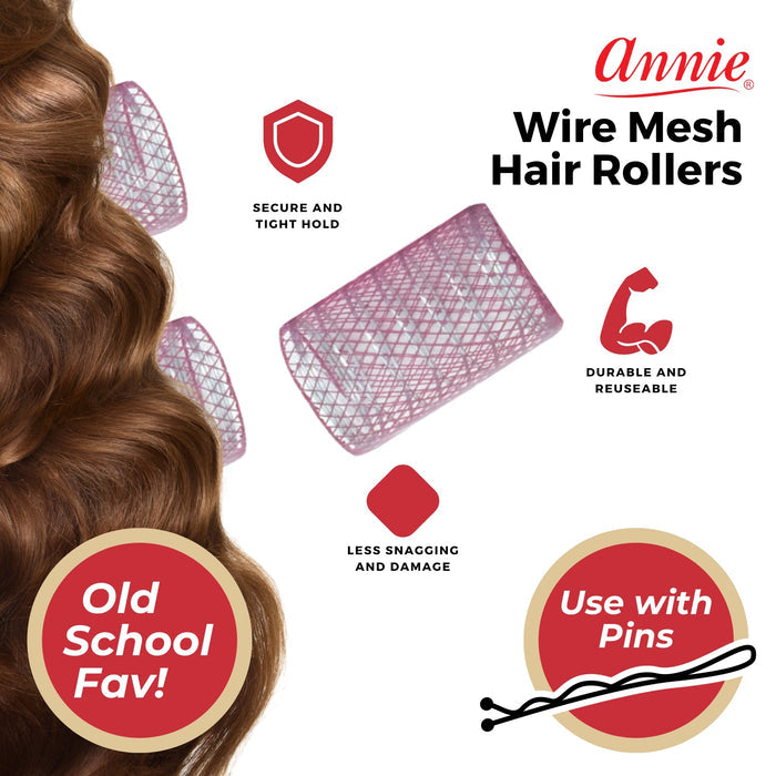 Annie Wire Mesh Hair Rollers 1 3/4 Inch Jumbo, 6 Count, Purple