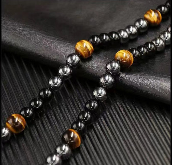 Apollo - Tigereye Hematite Obsidian Triple Protection Necklace To Restore Ancient Ways