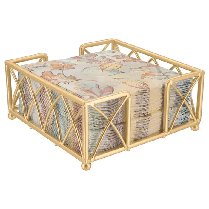 Arch Paper Cocktail Napkin Metal Caddy Matte Gold
