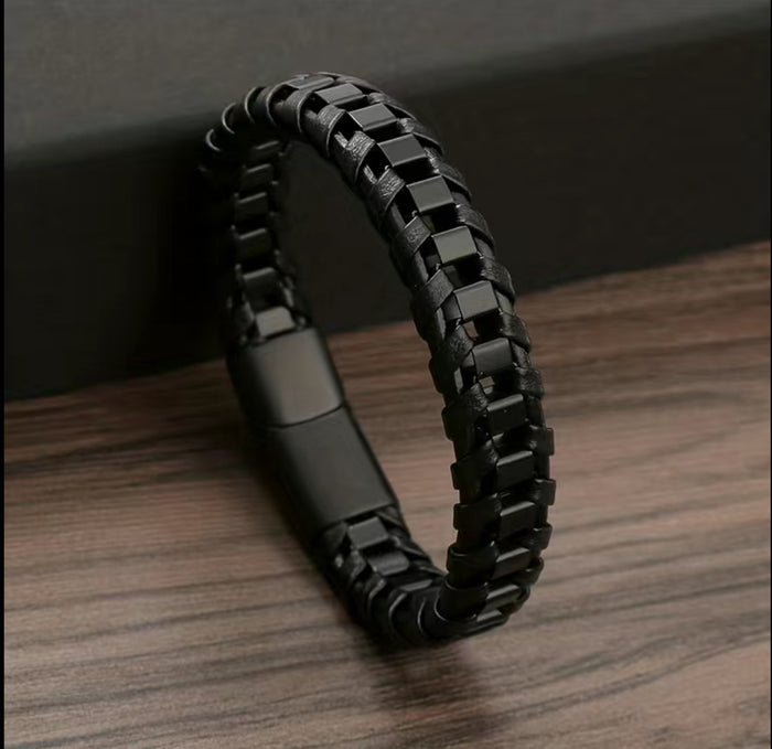Aries - God of War Stainless Steel Leather Braided Bracelet For Men