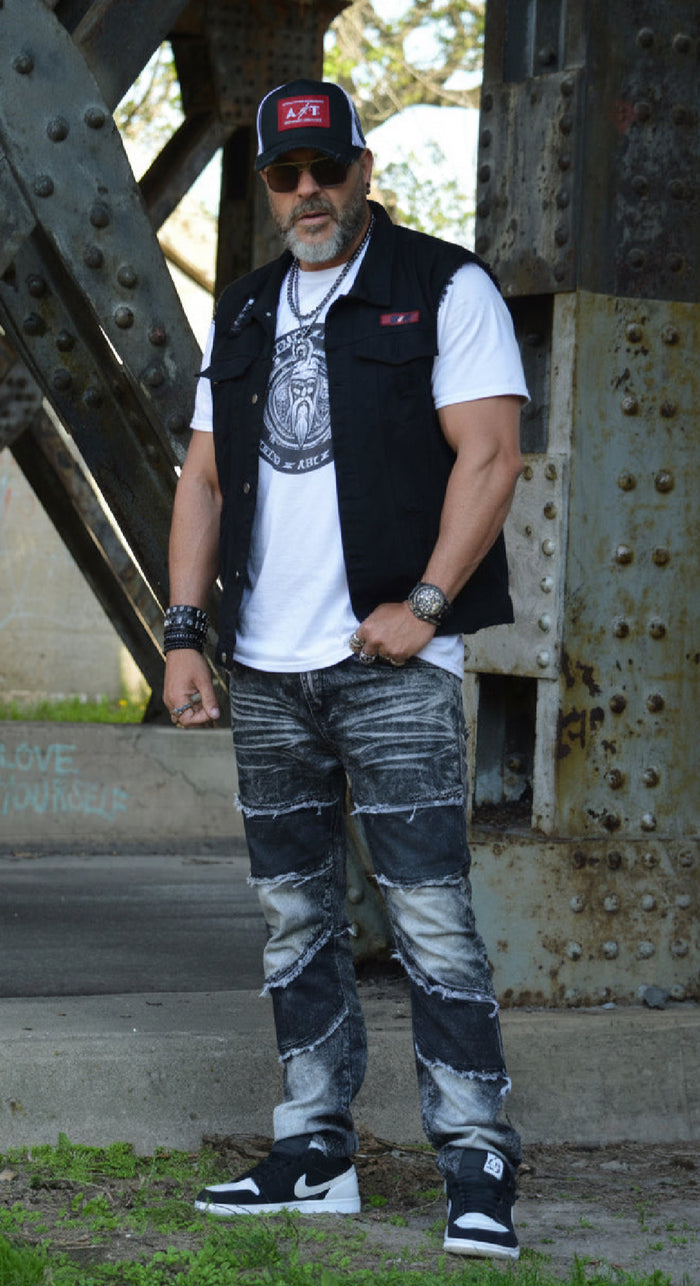AT-6 Distressed Black Jeans