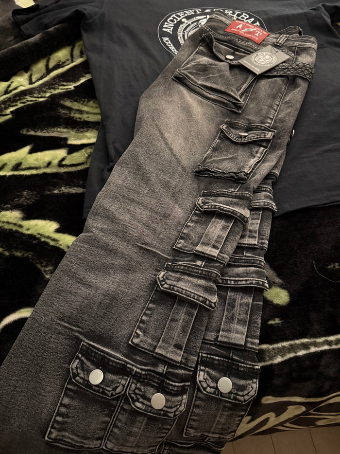 AT Dealers... Distressed Black Boot Cut Jeans