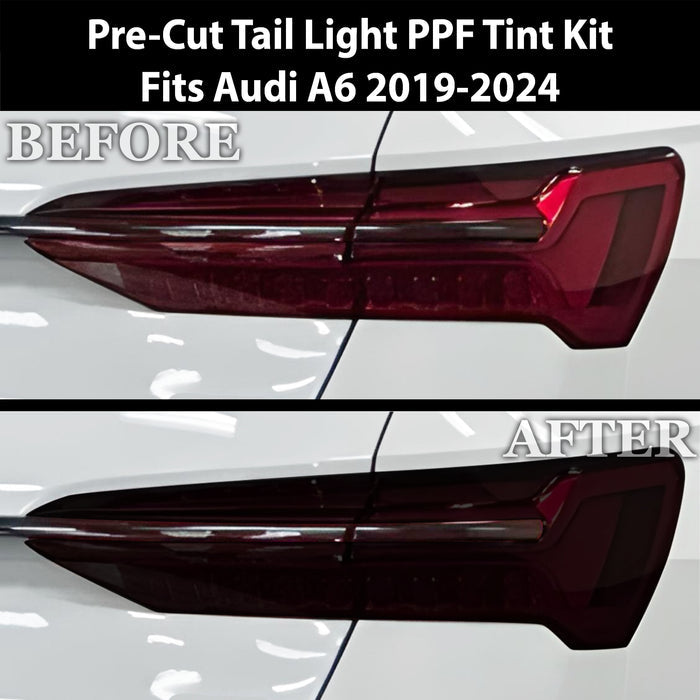 Full Headlight Taillight Precut Smoked PPF Tint Kit Film Overlay Fits Audi A6 S6 2019 - 2025 - Bogar Tech Designs