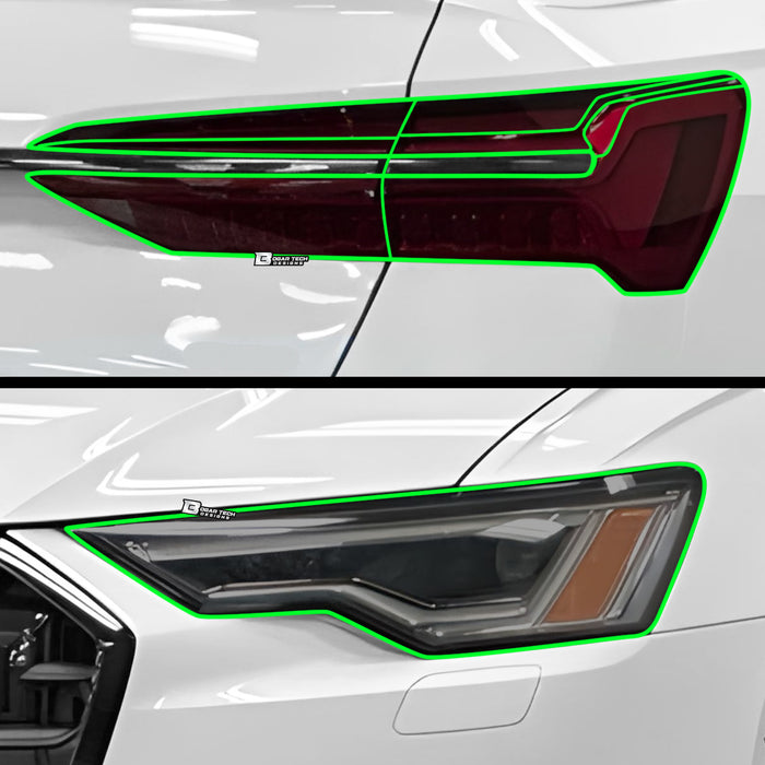 Full Headlight Taillight Precut Smoked PPF Tint Kit Film Overlay Fits Audi A6 S6 2019 - 2025 - Bogar Tech Designs