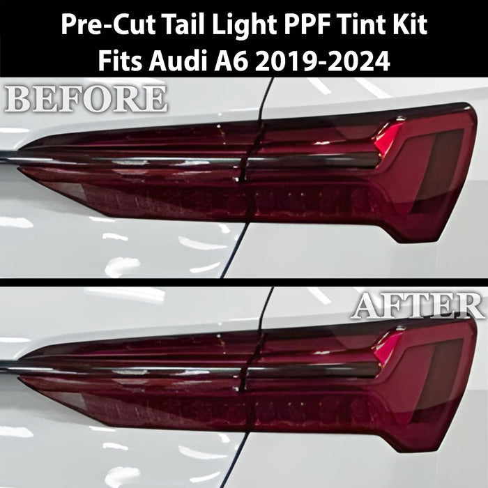 Full Headlight Taillight Precut Smoked PPF Tint Kit Film Overlay Fits Audi A6 S6 2019 - 2025 - Bogar Tech Designs