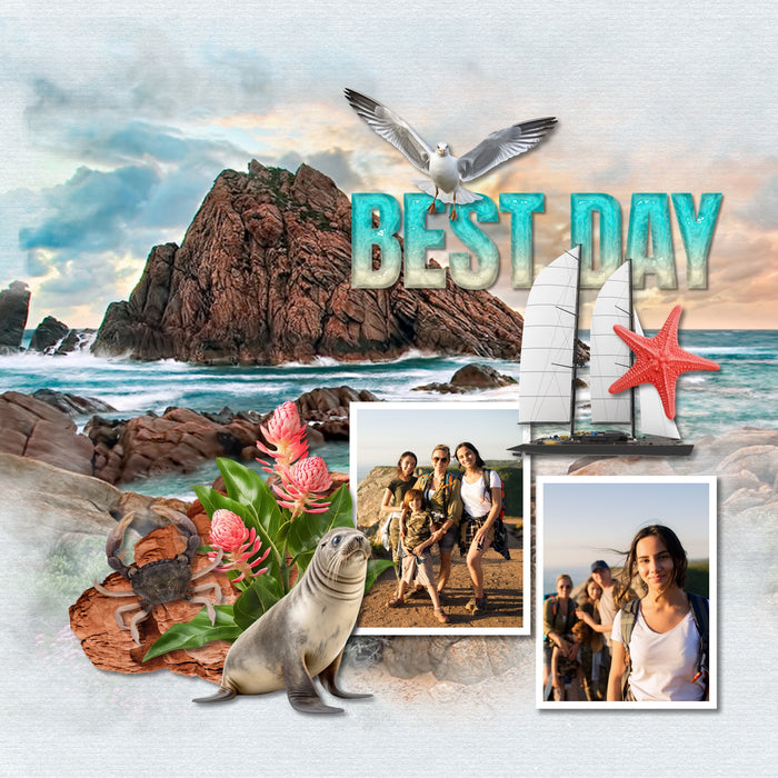 Highlight your vacation memories with these realistic digital art embellishments, grunge papers, Visa Stamps, and Coat of Arms Flair by Lucky Girl Creative. Great for holidays to Australia and New Zealand and exploring indigenous life throughout Polynesia! Can be used for tropical pages, too!
