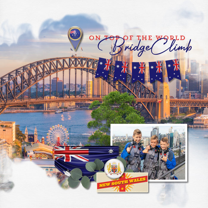 Highlight your vacation memories with these realistic digital art embellishments, grunge papers, Visa Stamps, and Coat of Arms Flair by Lucky Girl Creative. Great for holidays to Australia and New Zealand and exploring indigenous life throughout Polynesia! Can be used for tropical pages, too!