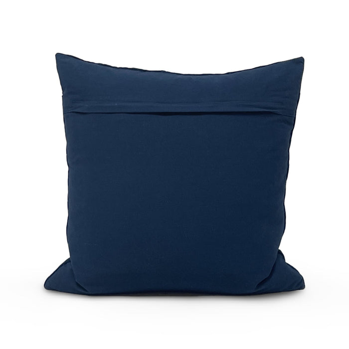 Aviana velvet pillow in dark blue, alternate front view
