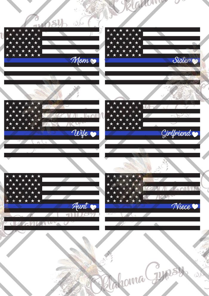 Back The Blue Flags - Mom, Sister, Wife, Girlfriend, Aunt Niece Digital File