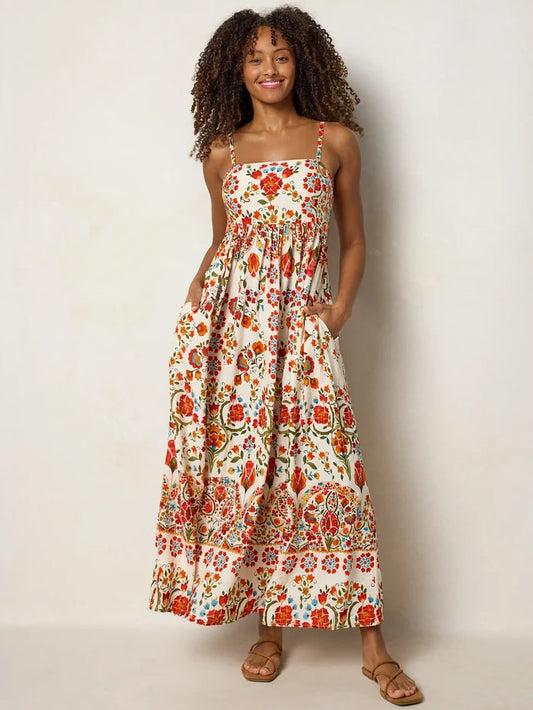 Bailey Maxi Dress - Madrid Tiles Cream-view 1