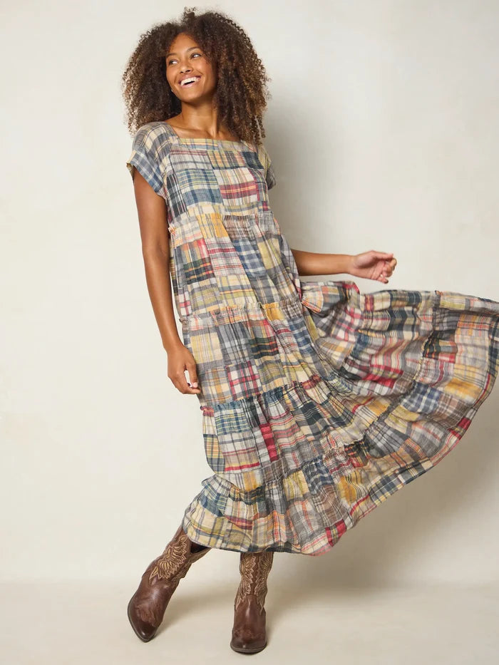 Berkley Maxi Dress - Greenfield Patches Multi-view 3