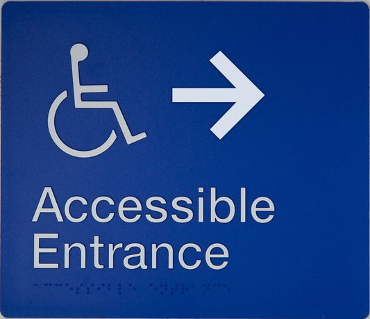 BEST BUY Accessible Entrance Right Hand Arrow Sign Braille
