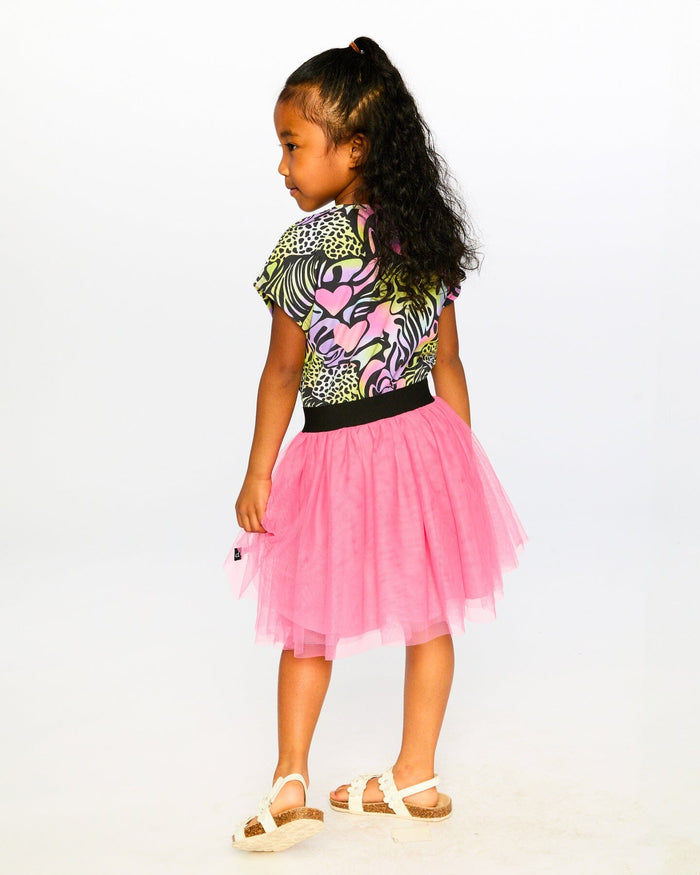 Bi-Material Dress Black Printed Multicolor-1