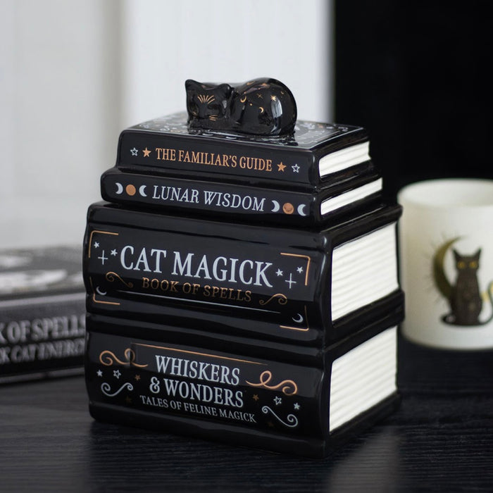 Black Cat Book Stack Oil Burner
