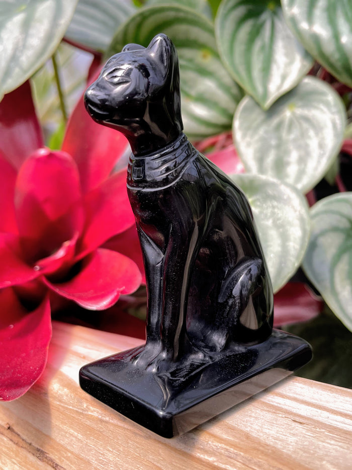 Black Obsidian Bastet Cat Crystal Carving