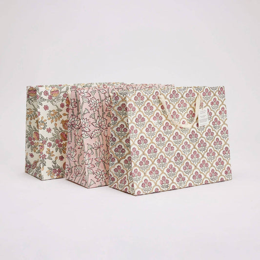Block Printed Gift Bags (Large) - Pink Earth - Magnolia Lane co. Home + Garden + Gift