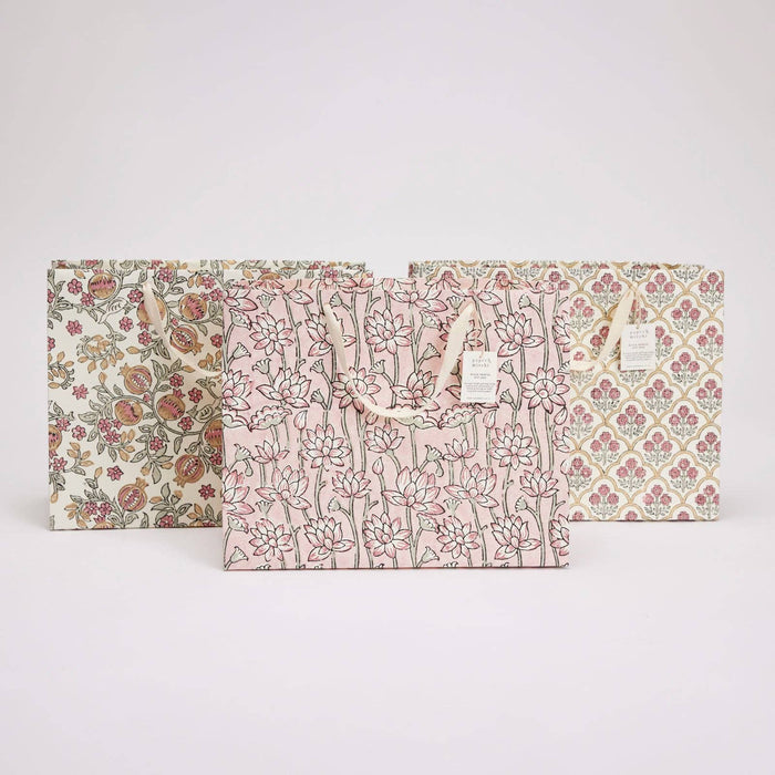 Block Printed Gift Bags (Large) - Pink Earth - Magnolia Lane co. Home + Garden + Gift
