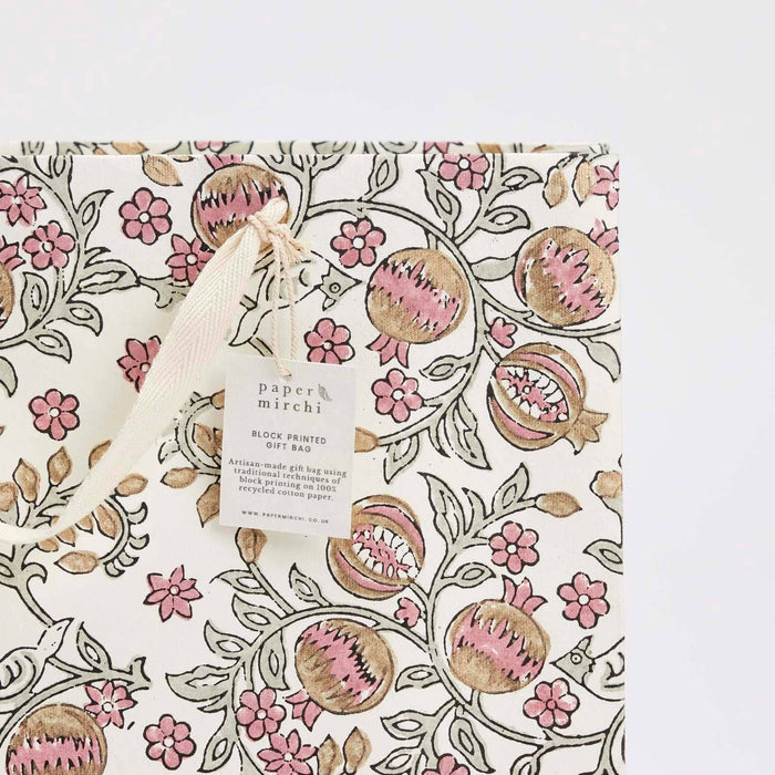 Block Printed Gift Bags (Large) - Pink Earth - Magnolia Lane co. Home + Garden + Gift