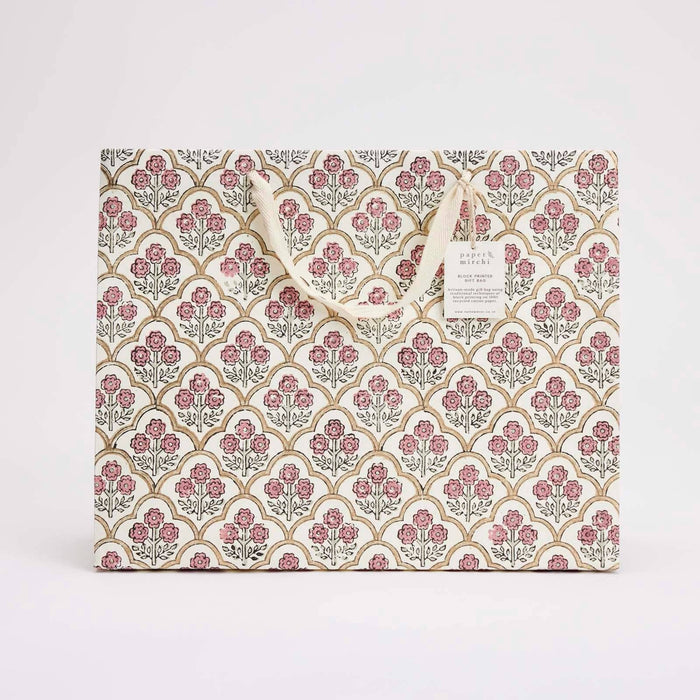 Block Printed Gift Bags (Large) - Pink Earth - Magnolia Lane co. Home + Garden + Gift