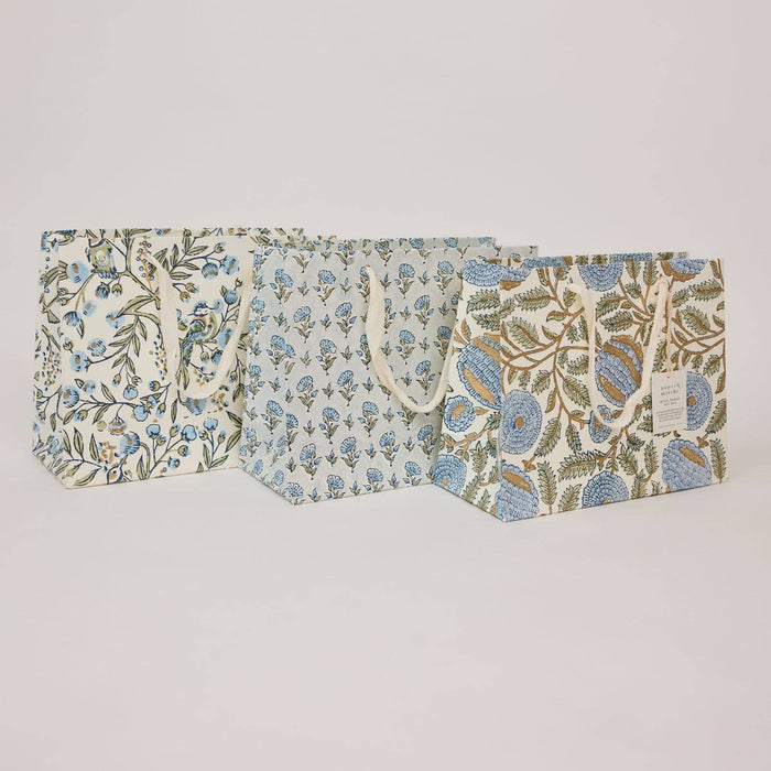 Block Printed Gift Bags (Medium) - Blue Stone Refresh - Magnolia Lane co. Home + Garden + Gift