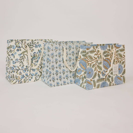 Block Printed Gift Bags (Medium) - Blue Stone Refresh - Magnolia Lane co. Home + Garden + Gift