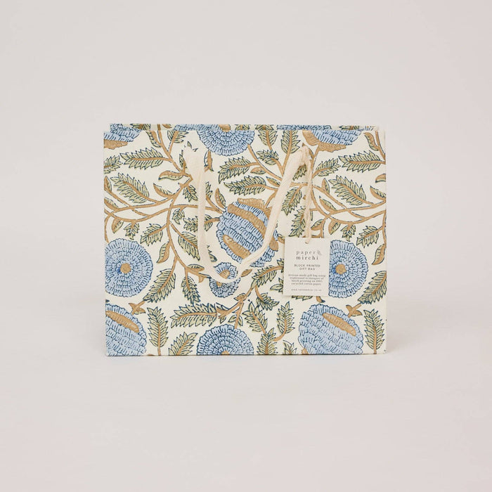 Block Printed Gift Bags (Medium) - Blue Stone Refresh - Magnolia Lane co. Home + Garden + Gift