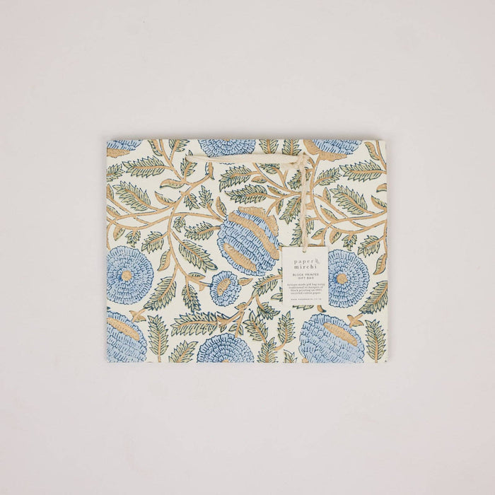 Block Printed Gift Bags (Medium) - Blue Stone Refresh - Magnolia Lane co. Home + Garden + Gift