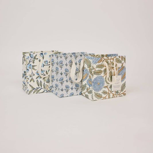 Block Printed Gift Bags (Small) - Blue Stone Refresh - Magnolia Lane co. Home + Garden + Gift