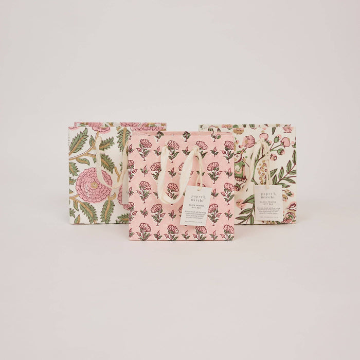 Block Printed Gift Bags (Small) - Blush Refresh - Magnolia Lane co. Home + Garden + Gift