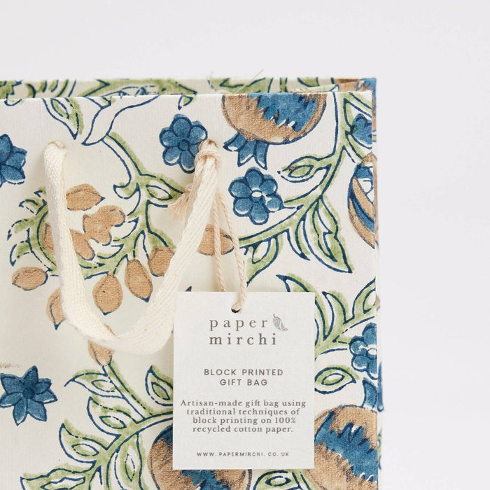 Block Printed Gift Bags (Small) - Indigo - Magnolia Lane co. Home + Garden + Gift