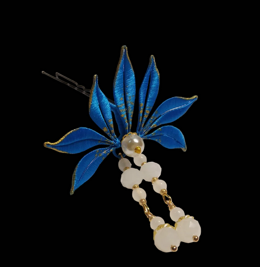 Blue Leaves Handmade Hairpin - Silk Hairpin(Chanhua)