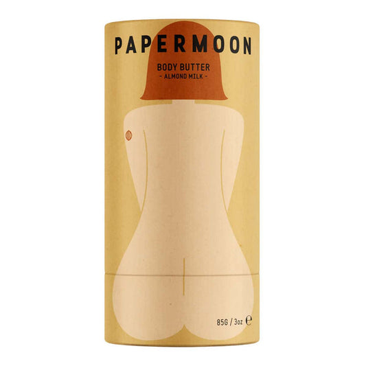 Papermoon Body Butter - Almond Milk 85g front packaging on a white background.