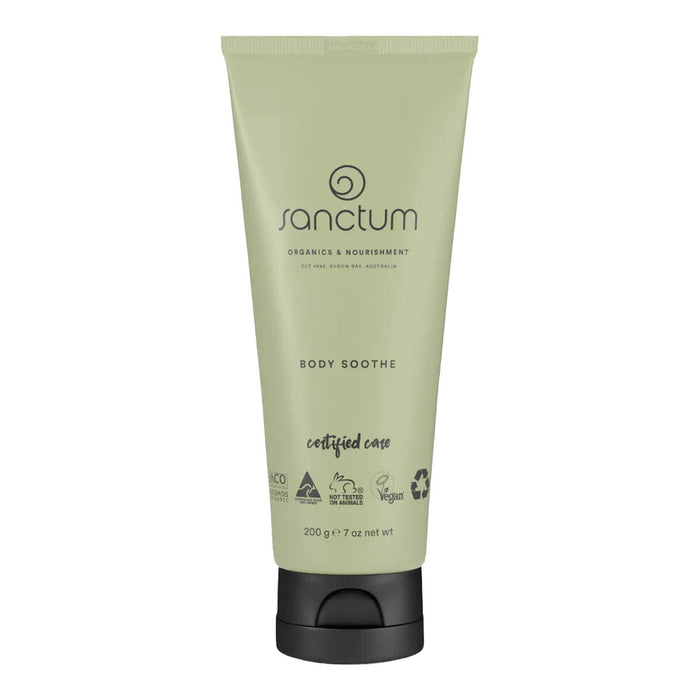 Sanctum body lotion tube on a white background.