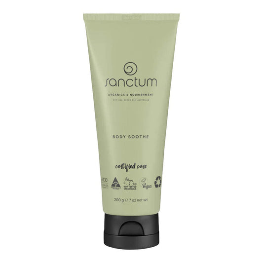 Sanctum body lotion tube on a white background.