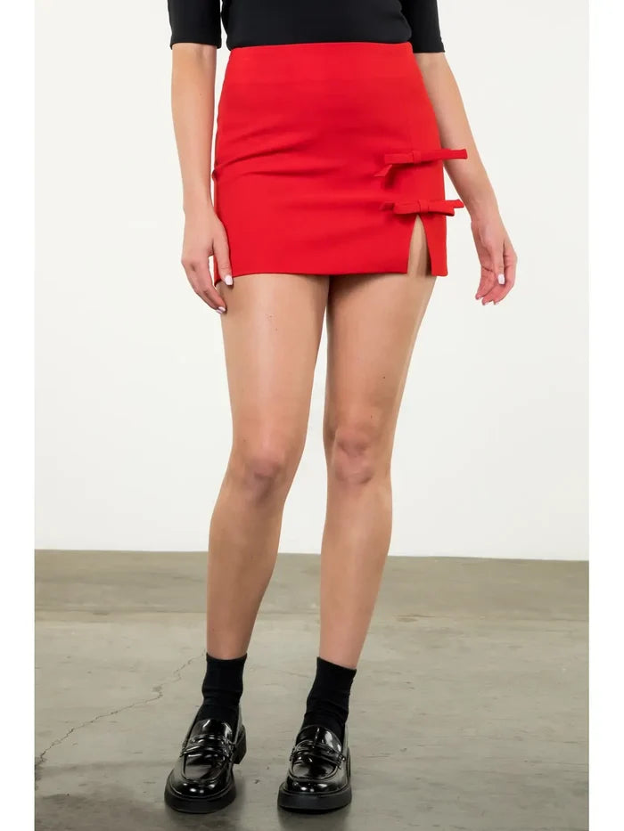 Bow Detail Slit Skirt