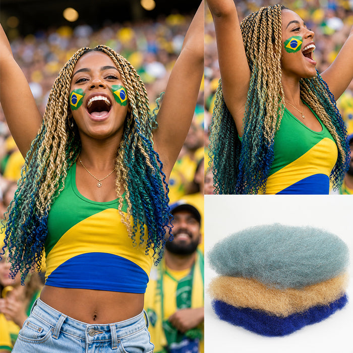 Brazil Flag Colored Kinky Braids Human Hair Pack