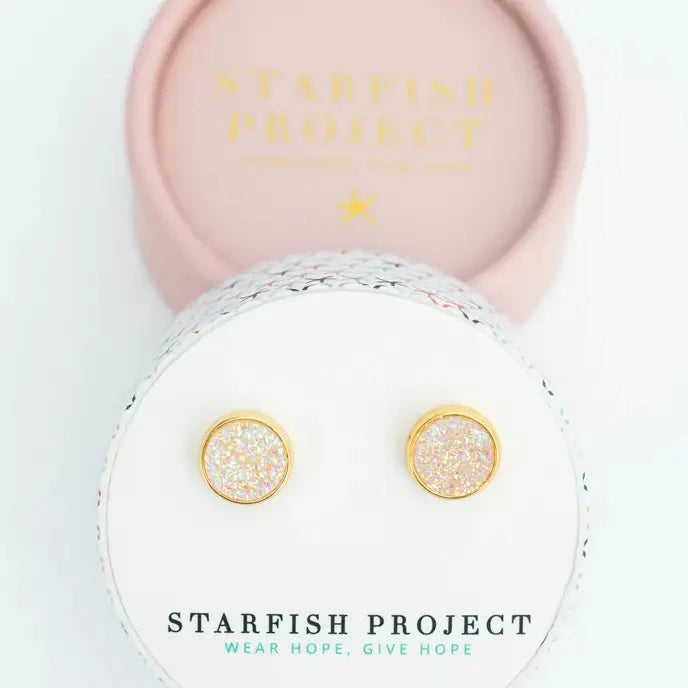 Brittany White Agate Studs
