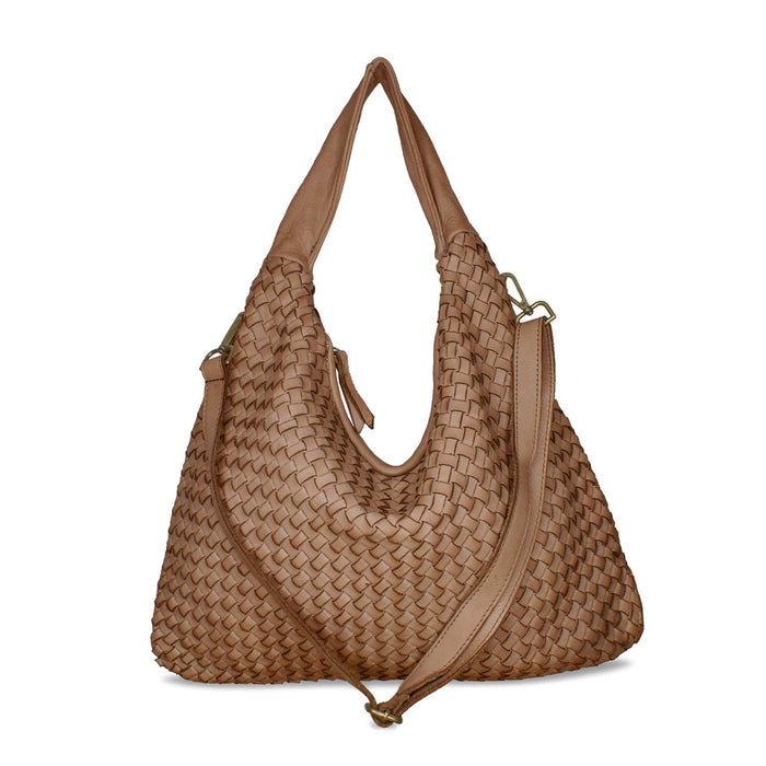 Bronte: Taupe Weave Leather Bags Sole Bliss