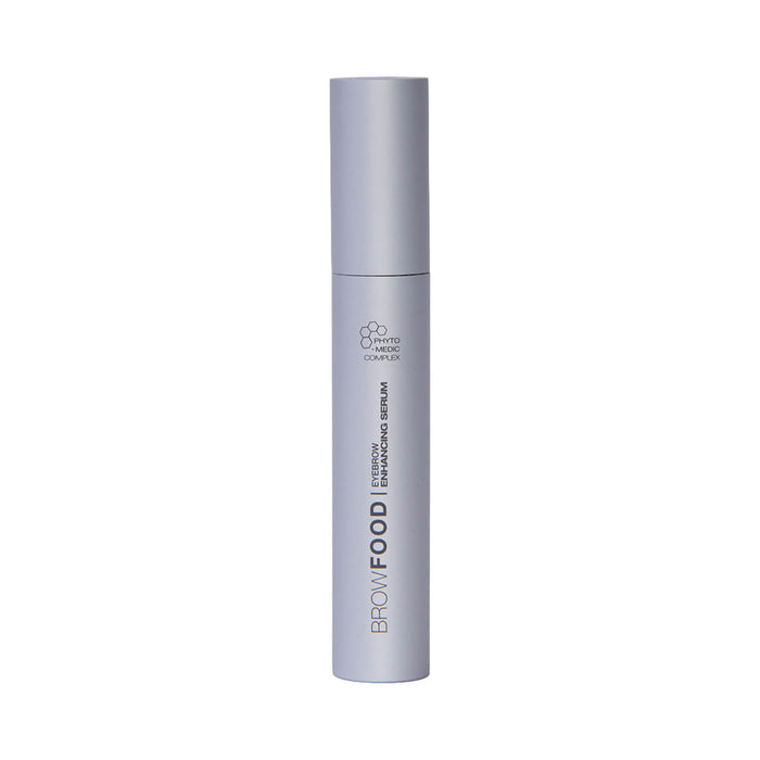 5ml tube and applicator of BROWFOOD Phyto-Medic Eyebrow Enhancing Serum, clinically proven to promote thicker, fuller, stronger looking brows.