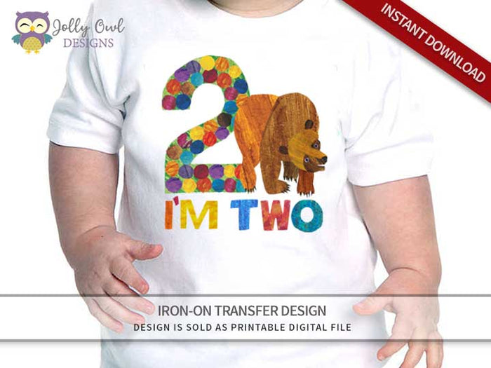 Brown Bear, Brown Bear, What Do You See? Iron On Transfer Design 2nd Birthday Shirt