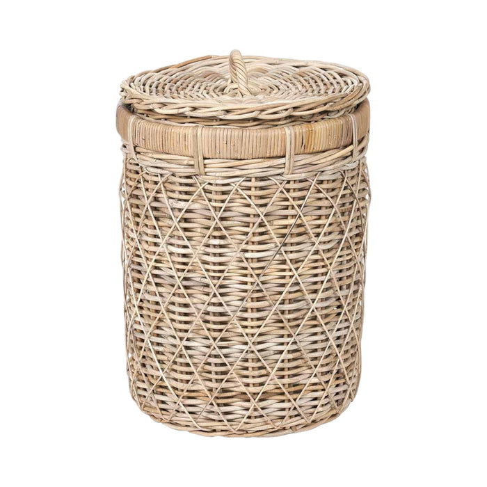 Brown Rattan Round Linen Basket