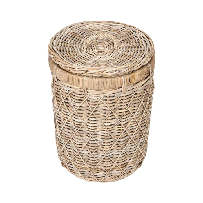 Brown Rattan Round Linen Basket