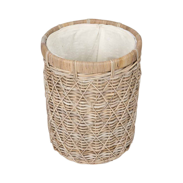 Brown Rattan Round Linen Basket