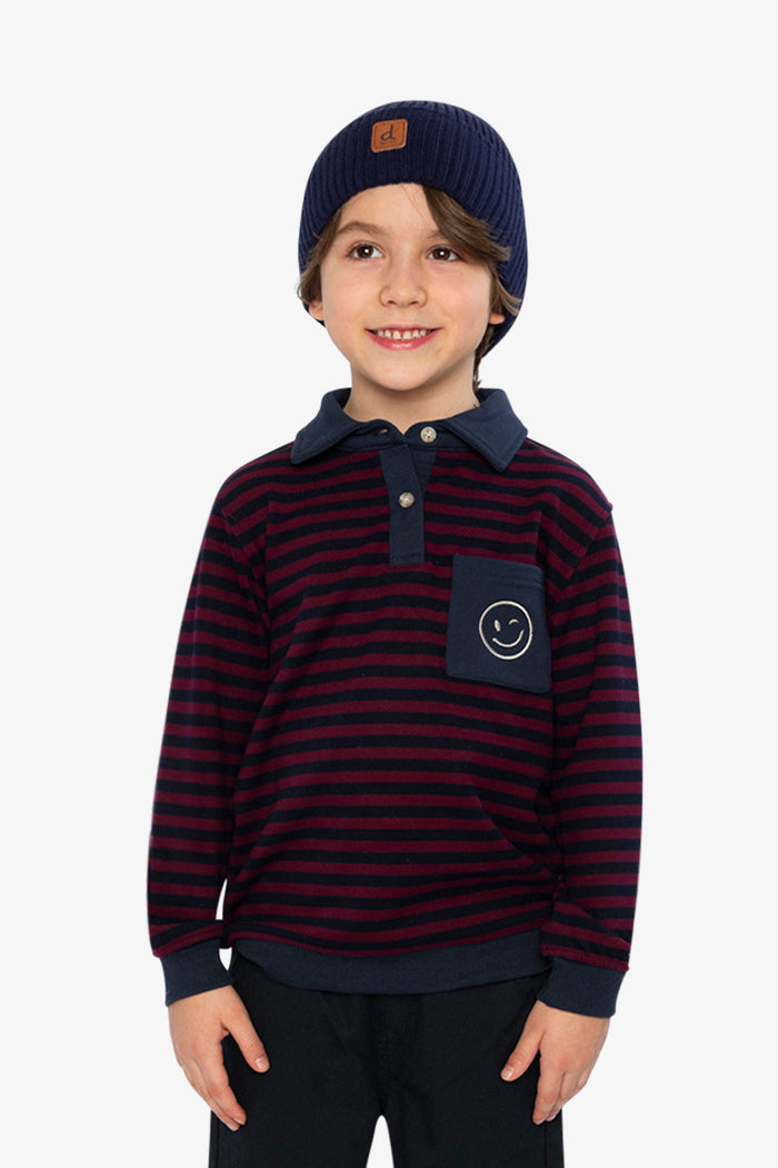 Brushed Jersey Top Red And Blue Stripes-1