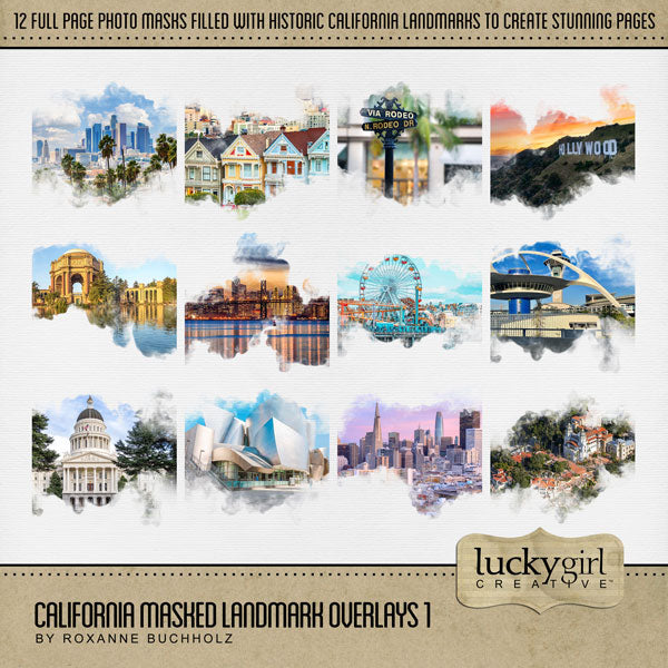 California Masked Landmark Overlays 1 Digital Scrapbook Kit